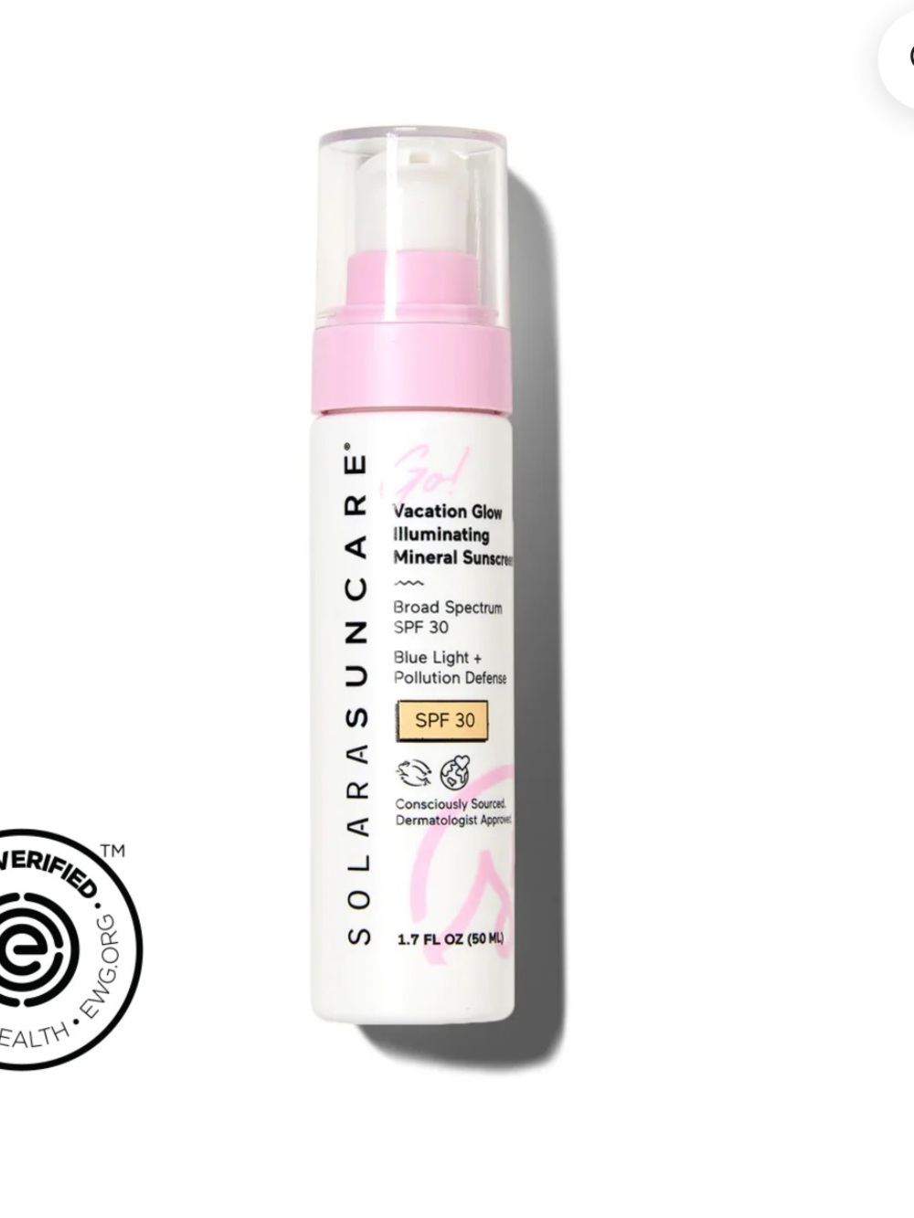 Solare Suncare Vacation Glow Illuminating Mineral Face Sunscreen SPF 30